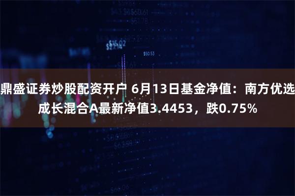 鼎盛证券炒股配资开户 6月13日基金净值：南方优选成长混合A最新净值3.4453，跌0.75%